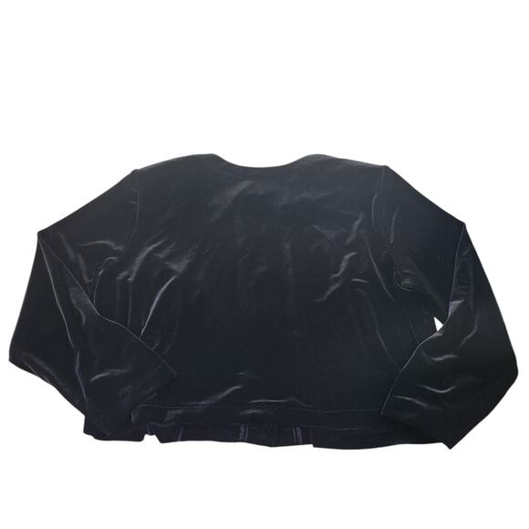 Vintage Velour Cardigan Womens Medium Small Black Long Sleeve Shiny Button Up - Picture 5 of 12